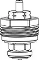 Produkt von IMI Hydronic Engineering, abgebildet ist ein Oberteil mit Anschluss für eine Flüssigkeitsleitung, geeignet für spezifische Heizungsanwendungen.